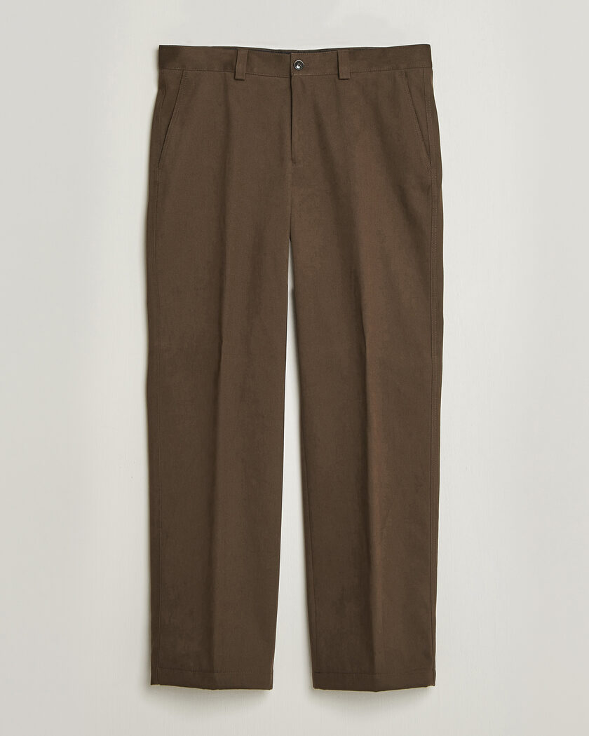 BOSS CAMEL Pave Brushed Cotton Pleated Trousers Open Green – Green