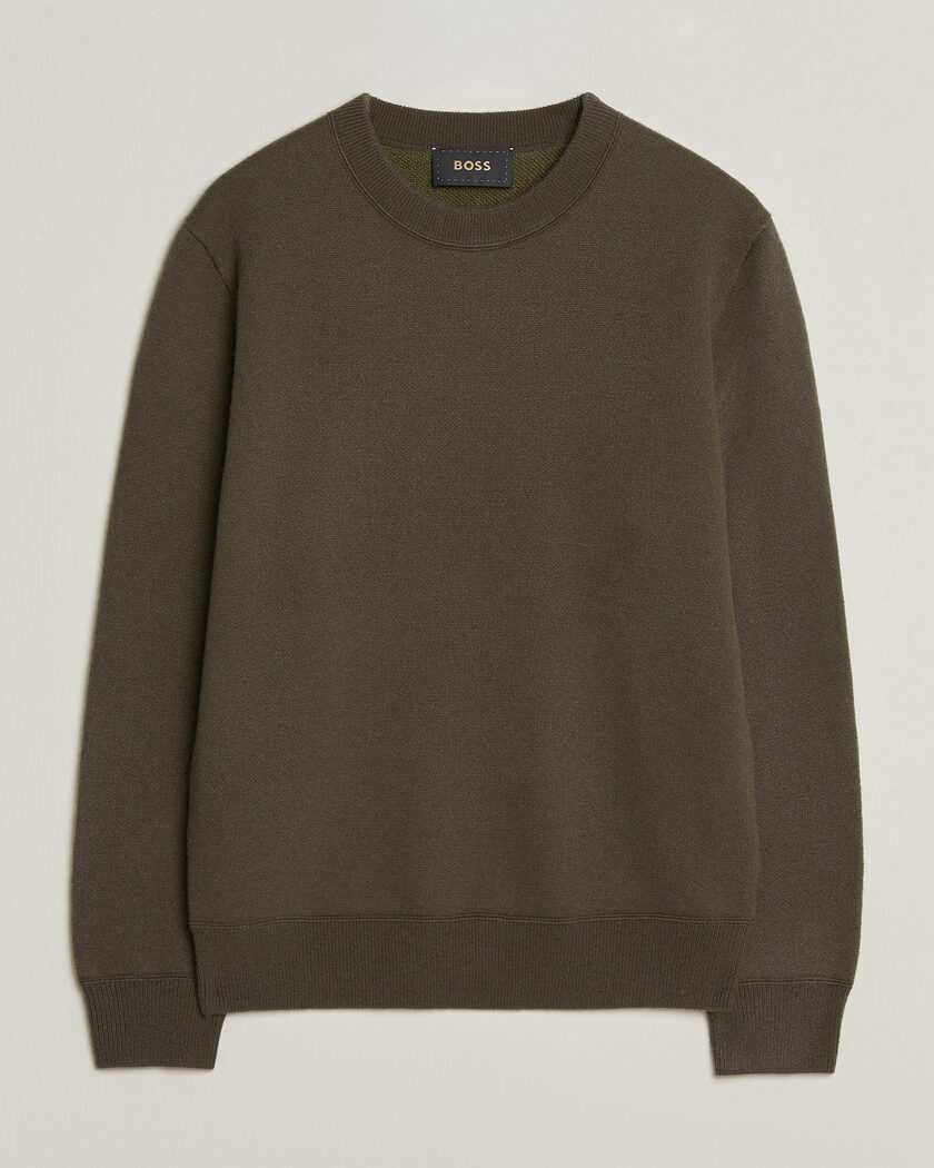 BOSS CAMEL Farrison Cashmere Knitted Sweater Open Green – Green