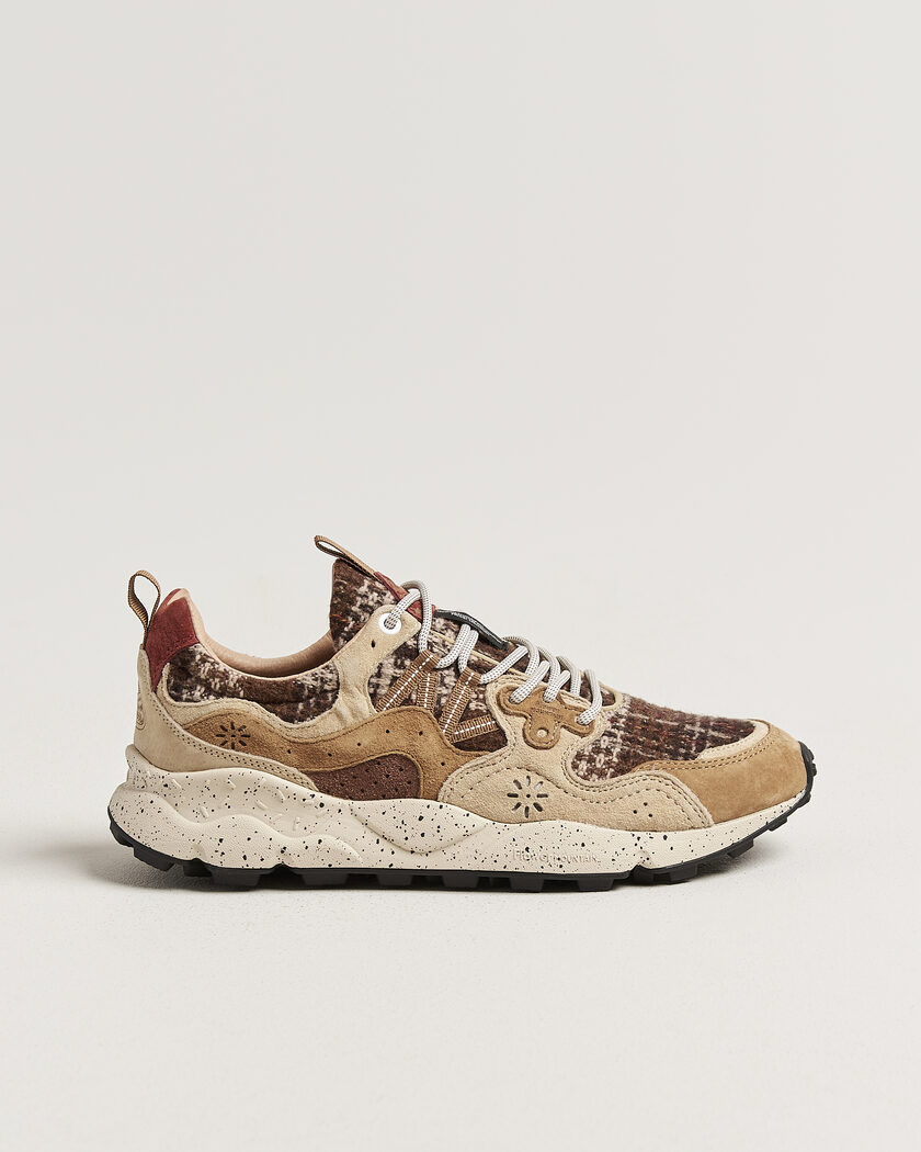 Flower Mountain Yamano 3 Suede/Wool Check Sneaker Brown – Brown