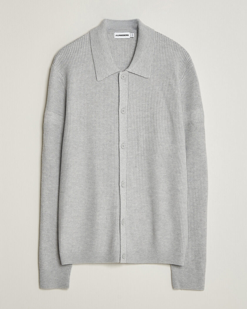 J.Lindeberg Willem Knitted Cardigan Light Grey Melange – Grey