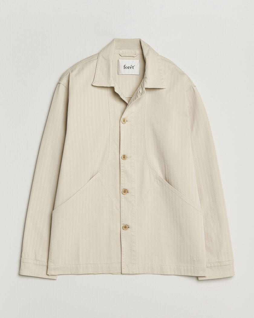 Forét Berry Herringbone Overshirt Oat – White