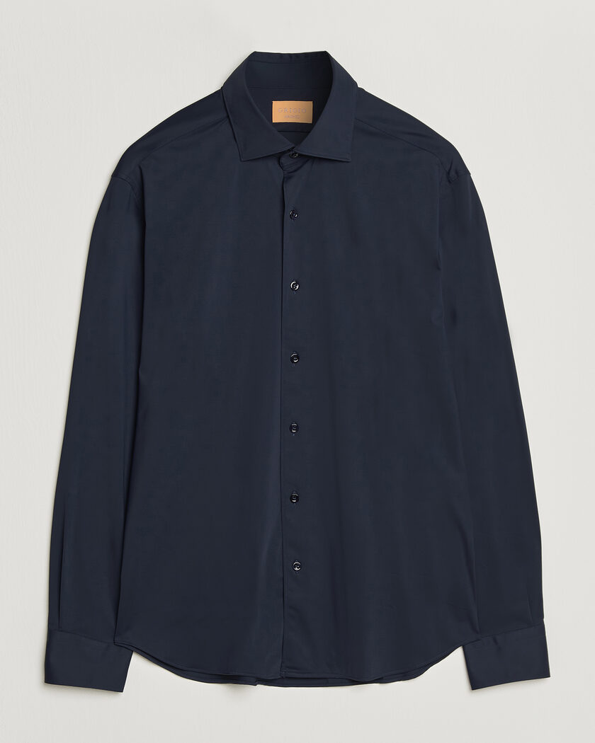 Finamore Napoli Cotton/Cashmere Jersey Shirt Navy at CareOfCarl.com
