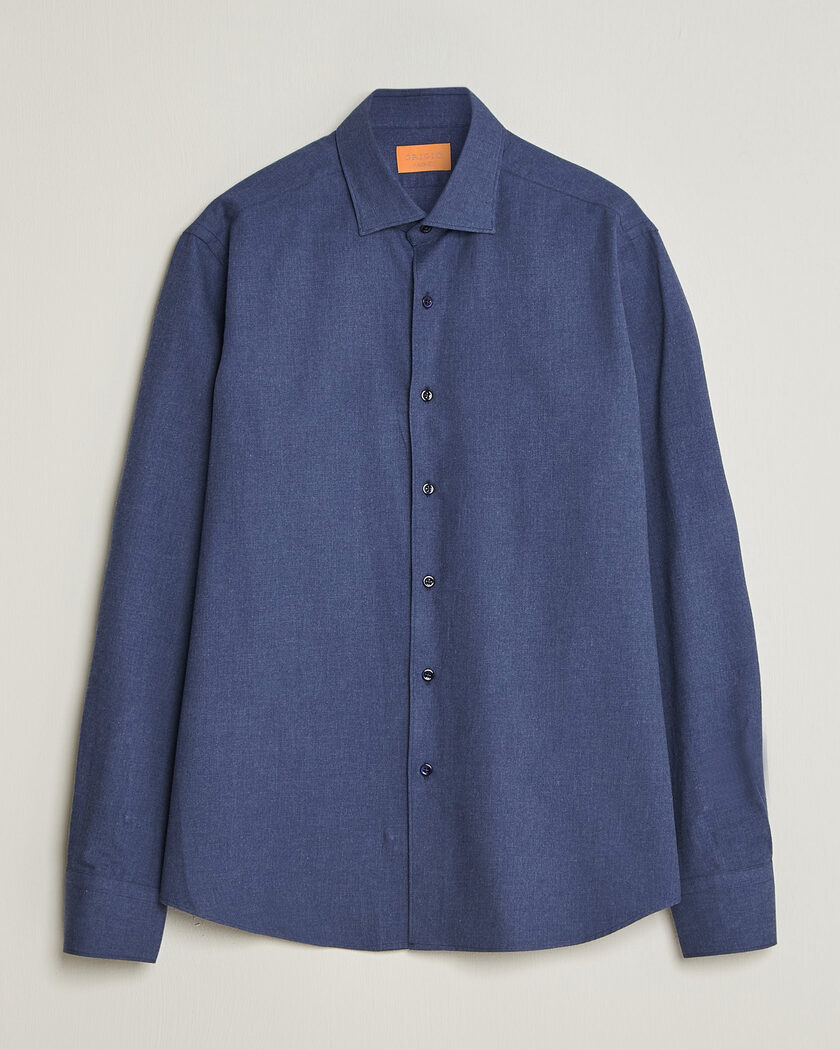  Grigio Washed Flannel Shirt Navy – Blue