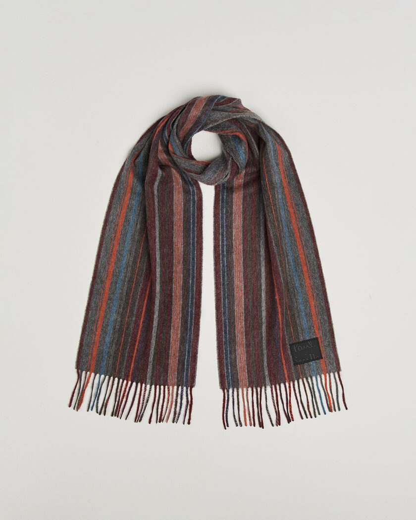 Paul Smith Lambswool Striped Scarf Red – Multi-colour
