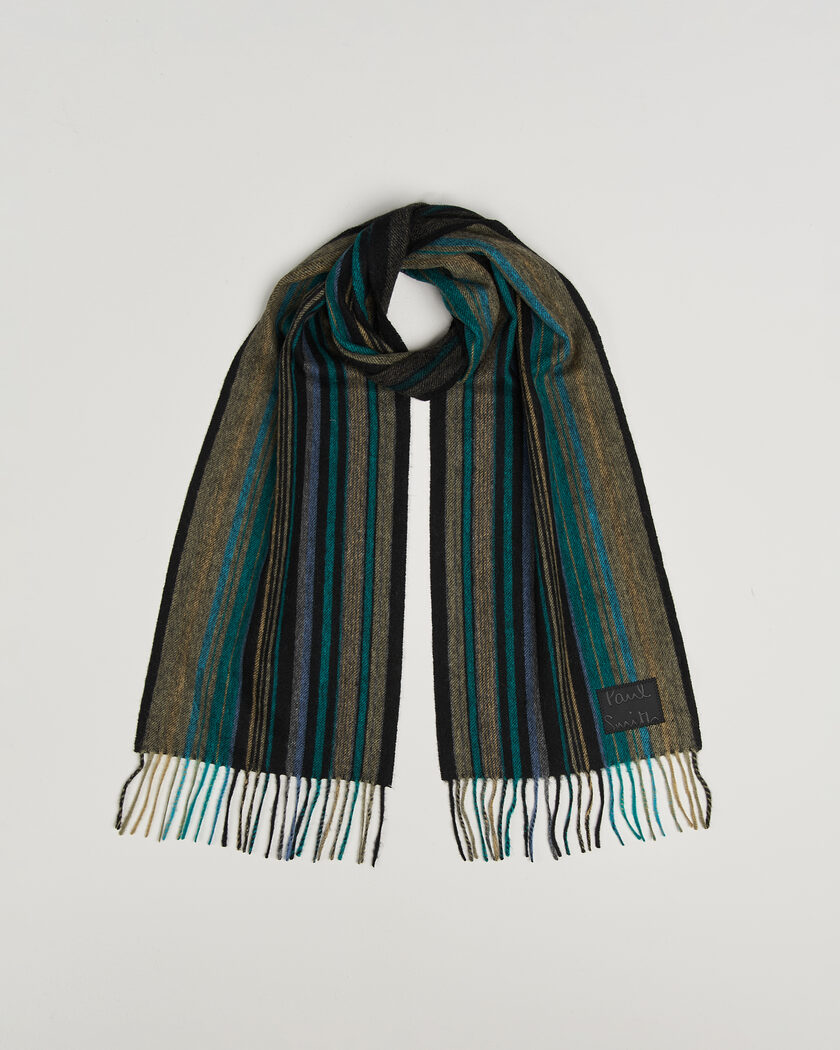 Paul Smith Lambswool Striped Scarf Black – Black