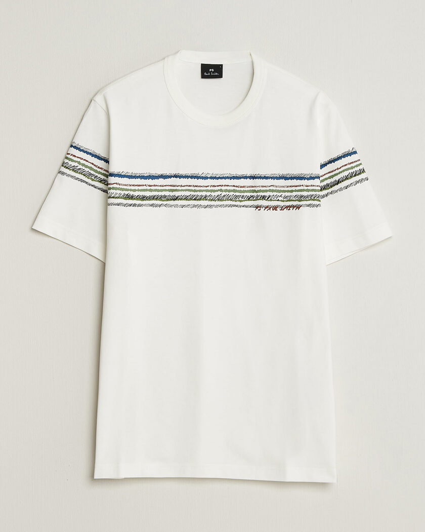  PS Paul Smith Stripes Crew Neck T-Shirt White – White