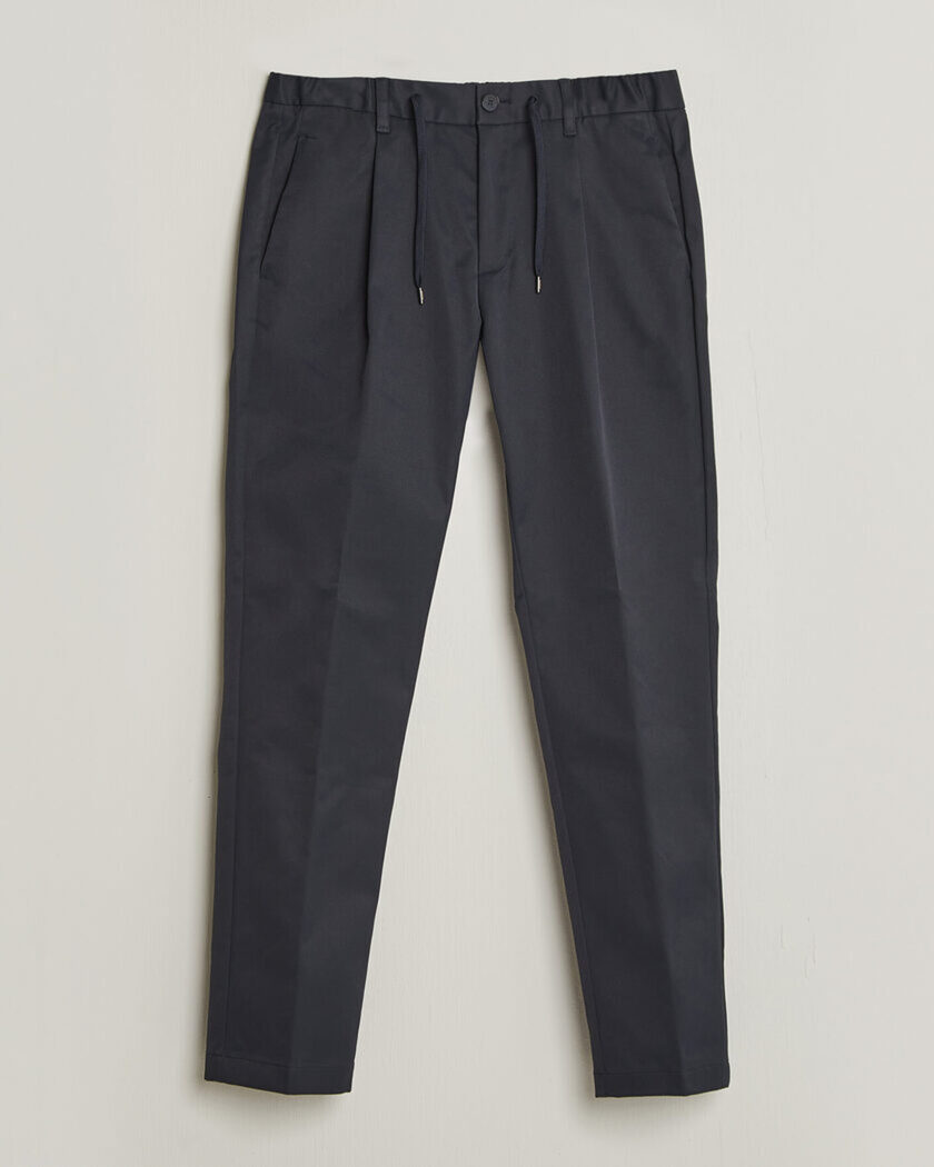 Herno Pleated Technical Cotton Trousers Navy – Blue