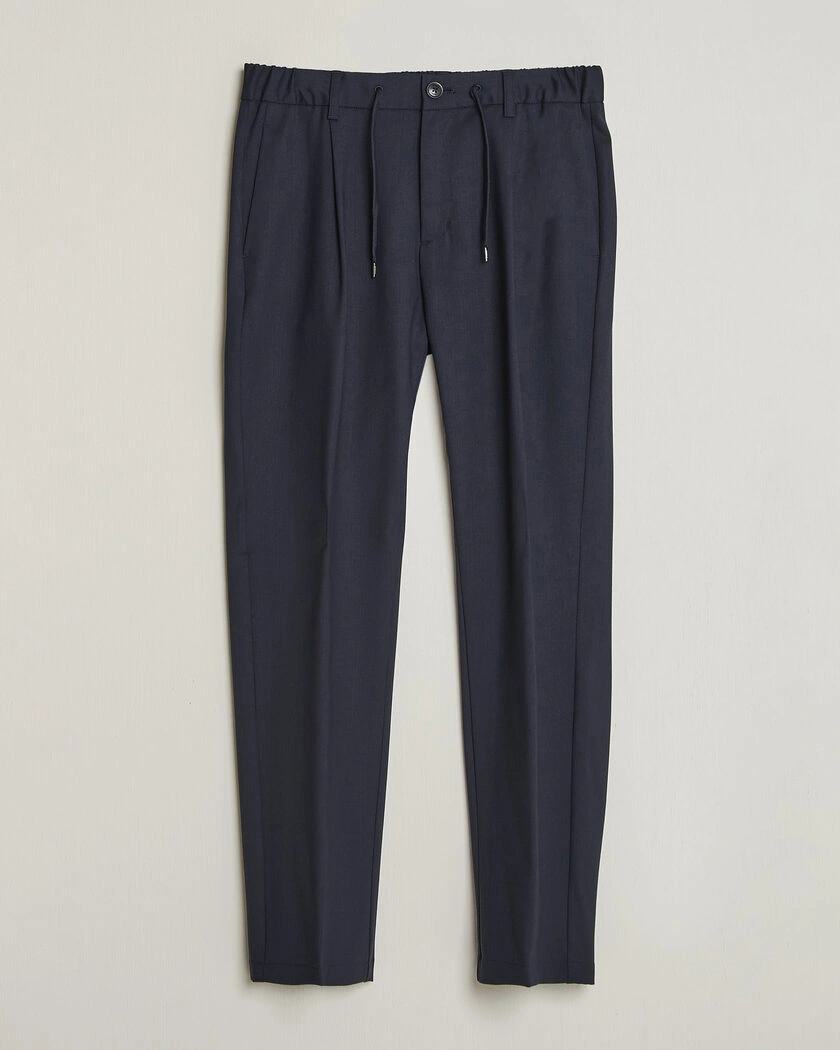 Herno Pleated Wool Trousers Navy – Blue