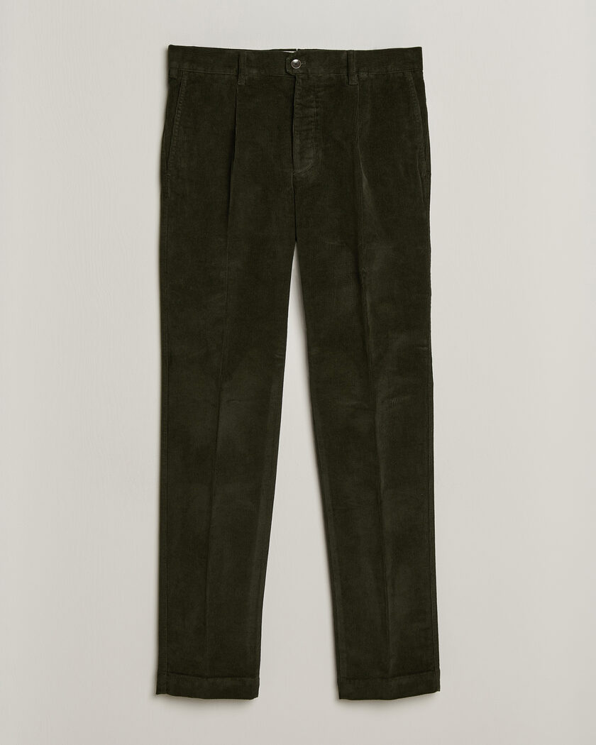 Incotex Regular Fit Washed Corduroy Slacks Forest Green – Green