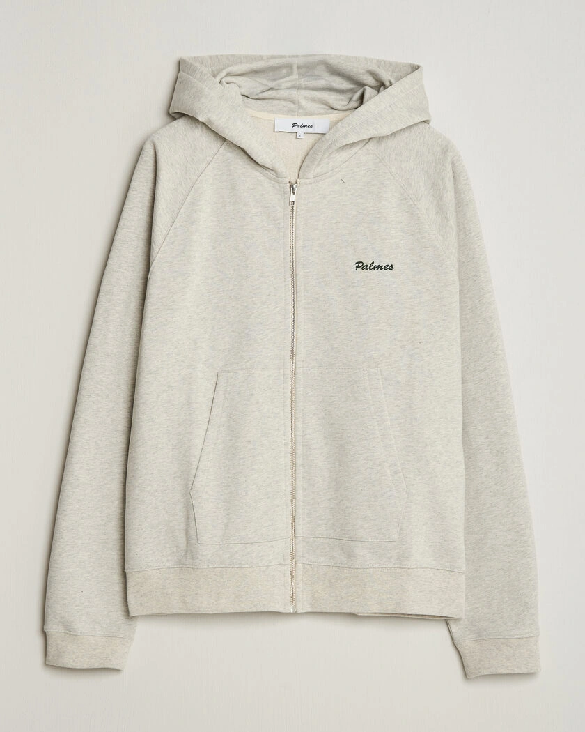 Palmes Logo Zip Hoodie Grey Melange – Grey