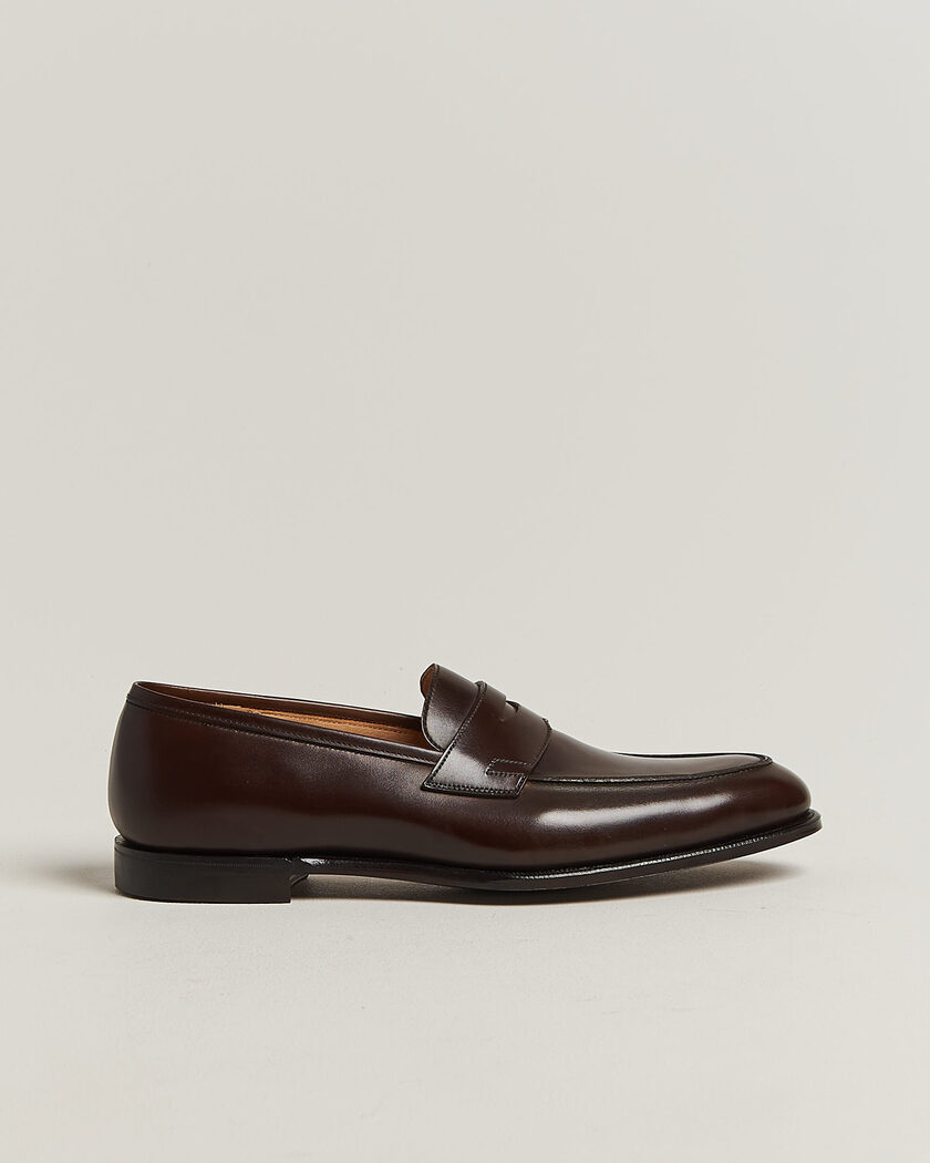 Crockett & Jones Crawford Handgrade Penny Loafer Dk Brown Antique Calf – Brown