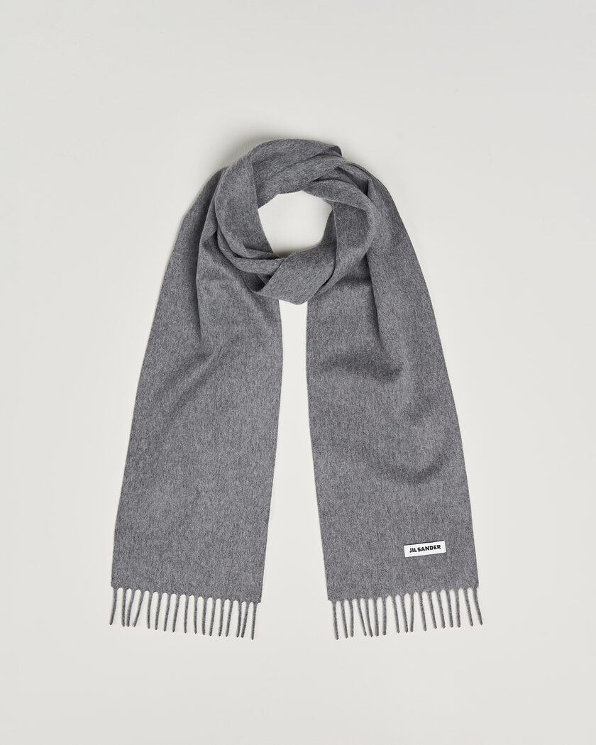 Jil Sander Plain Logo Scarf Grey Melange – Grey