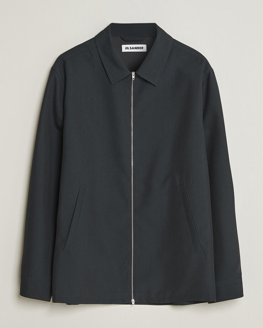 90's JIL SANDER Cotton Jersey Blouson ① Jil Sander Zip Shirt Blouson Navy at CareOfCarl.com