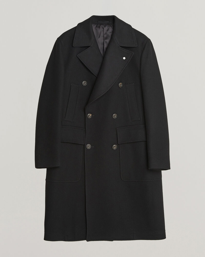  L.B.M. 1911 Double Breasted Wool/Cashmere Coat Black – Black