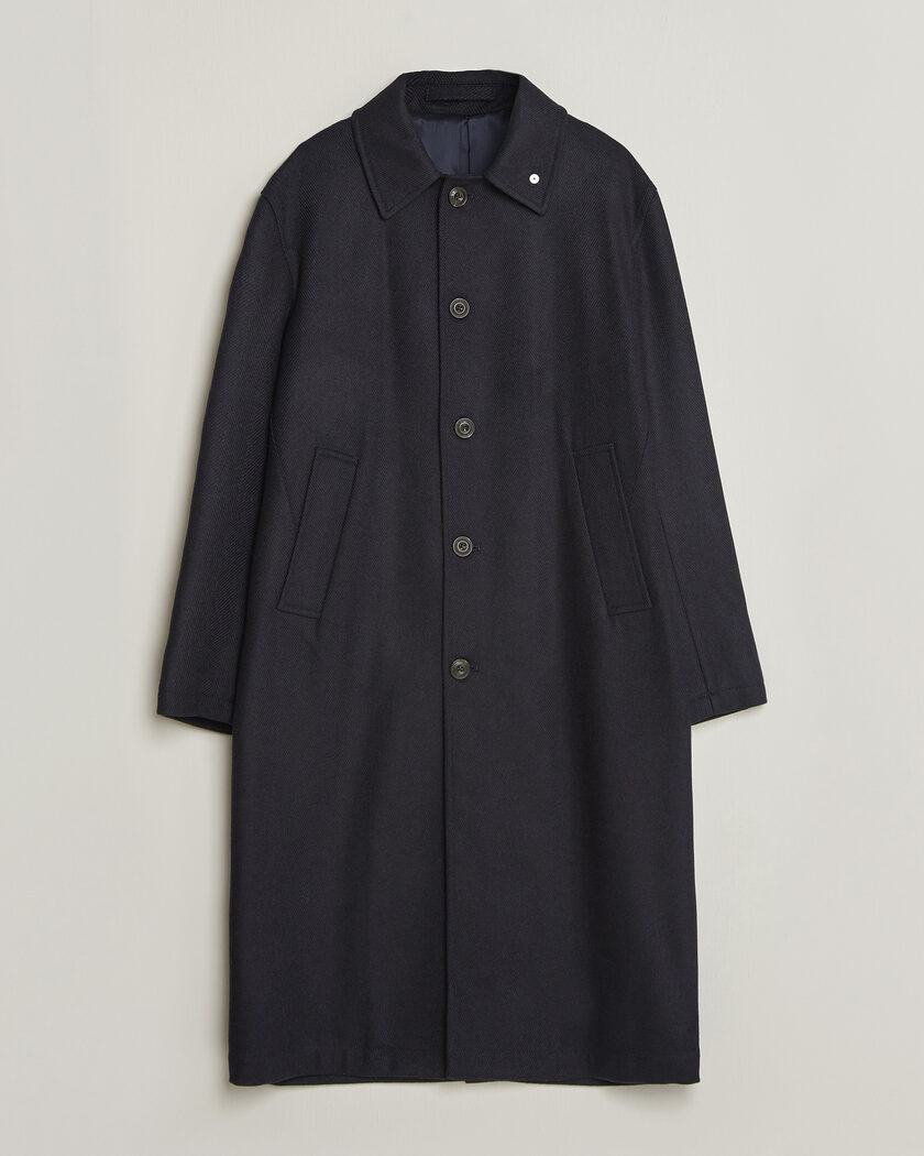 A.P.C. Visconti Wool/Cashmere Coat Dark Blue at CareOfCarl.com