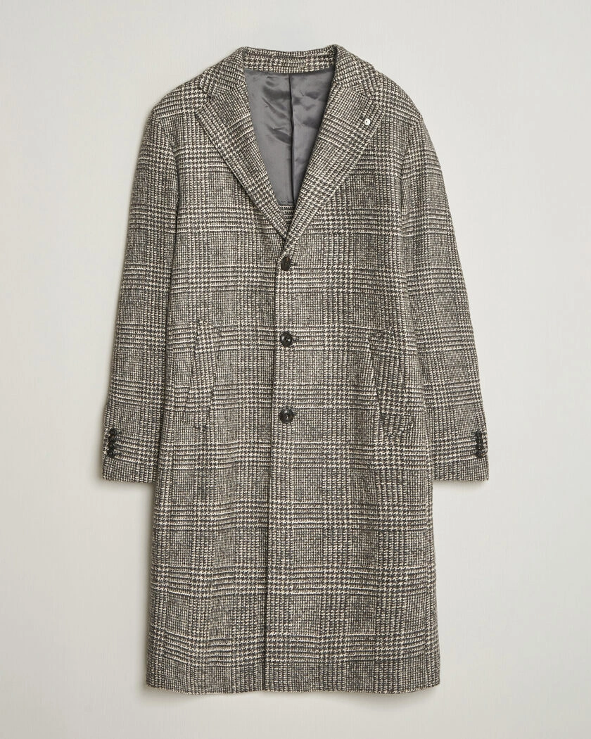 L.B.M. 1911 Checked Wool Coat Grey – Grey