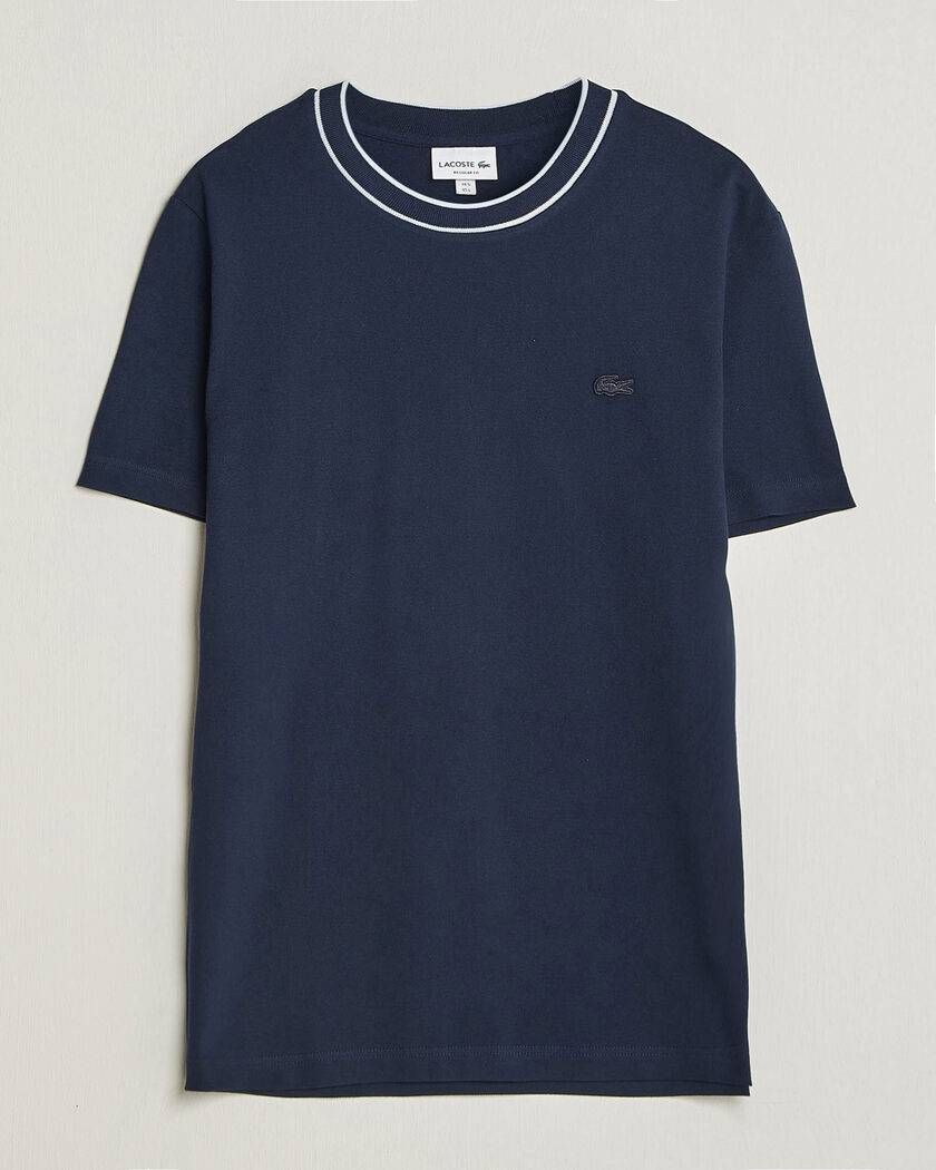 Lacoste Contrast Rib Piqué T-Shirt Navy Blue – Blue