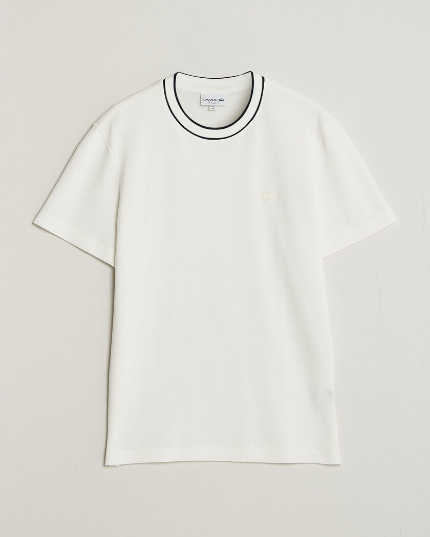 Lacoste Contrast Rib Piqué T-Shirt Flour – White