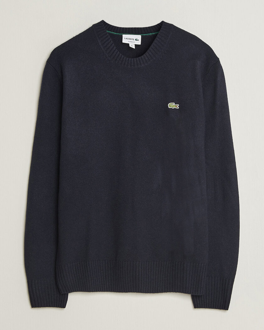 Lacoste Carded Wool Crew Neck Navy Blue – Blue