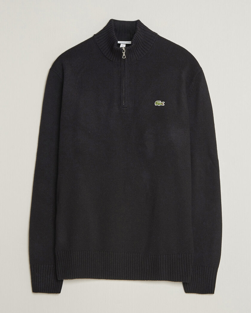 Lacoste Carded Wool Half Zip Black – Black