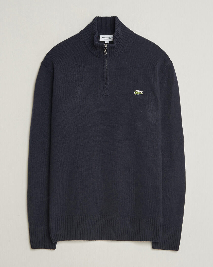 Lacoste Carded Wool Half Zip Navy Blue – Blue
