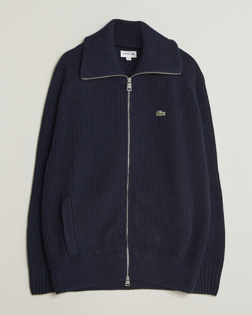 Lacoste Heavy Wool Knitted Full Zip Navy Blue – Blue