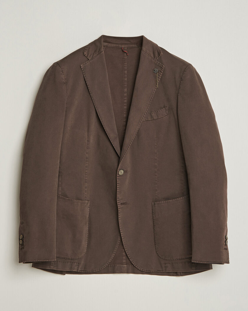 Santaniello Washed Cotton Patch Pocket Blazer Brown – Brown