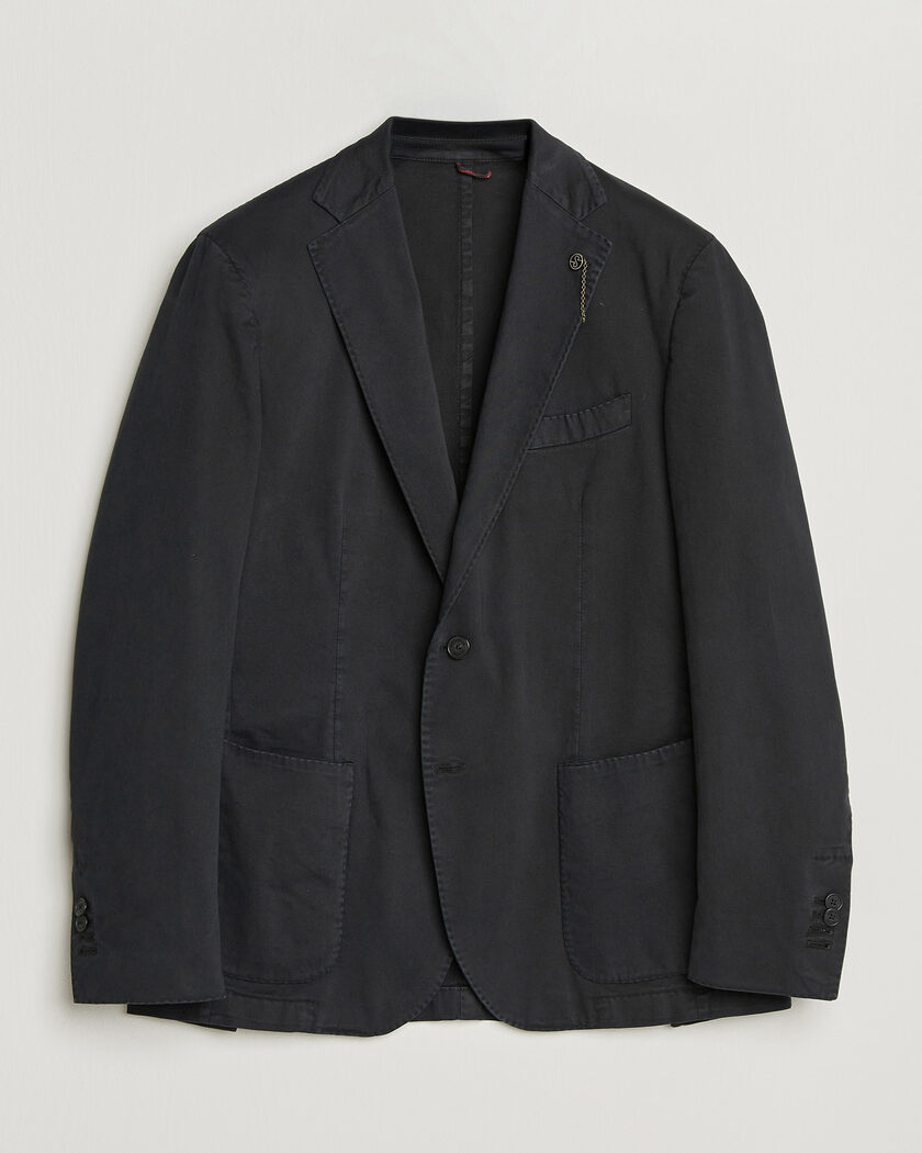 Santaniello Washed Cotton Patch Pocket Blazer Black – Black