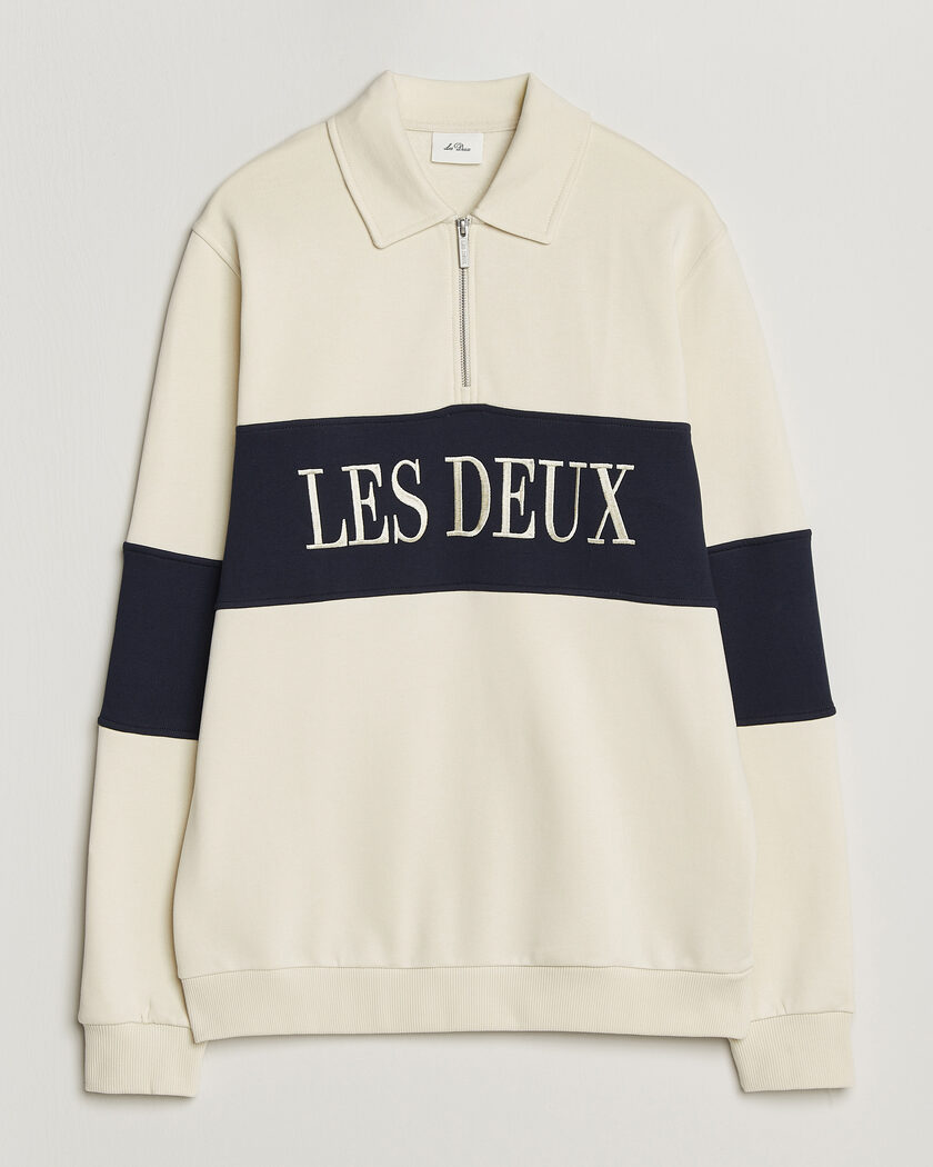 LES DEUX Zipper Rugby Sweatshirt Ivory – White