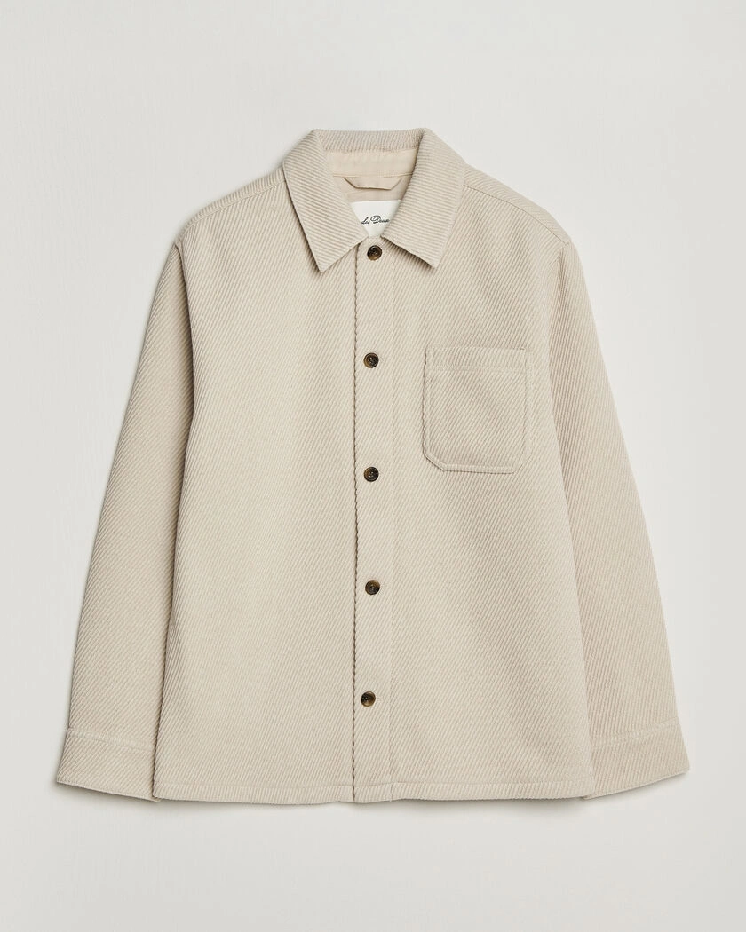 LES DEUX Twill Wool Overshirt Ivory – White
