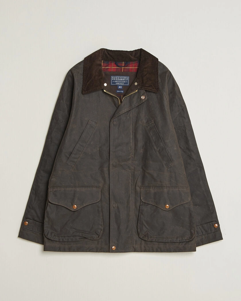 Manifattura Ceccarelli Rain Caban Wax Cloth Chocolate – Brown