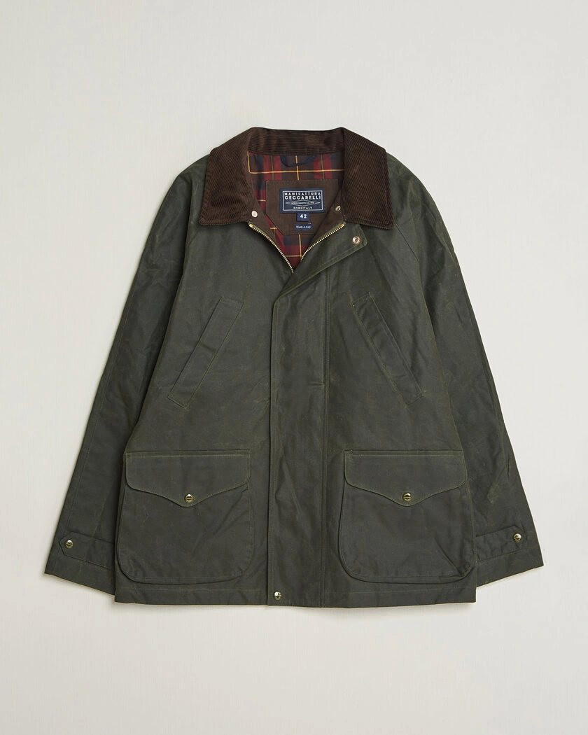 Manifattura Ceccarelli Rain Caban Wax Cloth Dark Green – Green