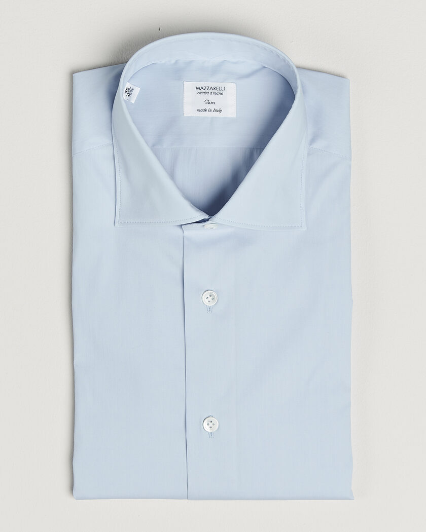 Mazzarelli Soft Cotton Popeline Shirt Light Blue – Blue