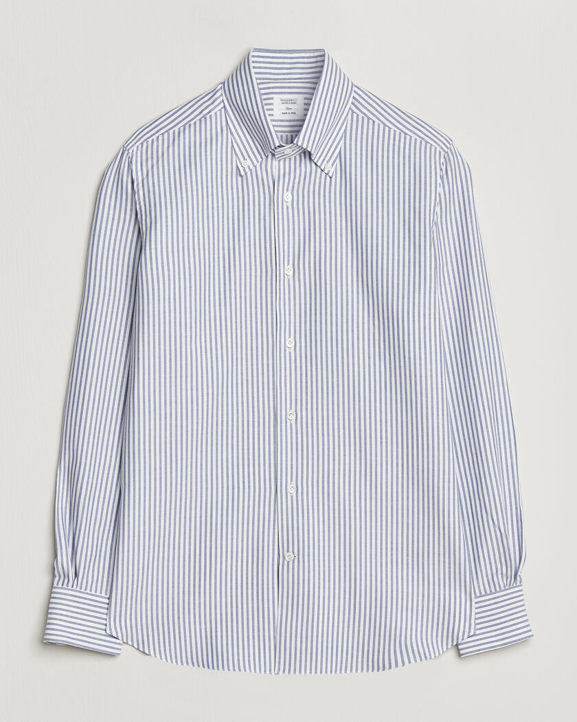 Mazzarelli Soft Oxford Button Down Shirt Blue Stripe – Blue