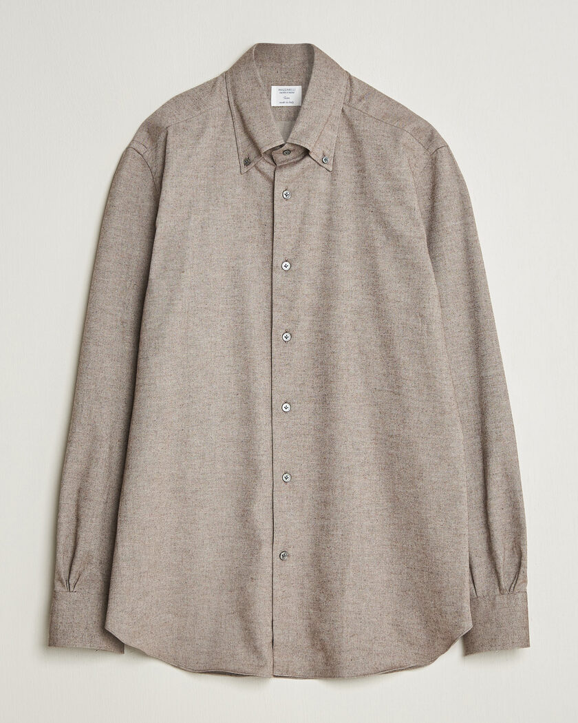 Mazzarelli Soft Flannel Button Down Shirt Taupe – Brown