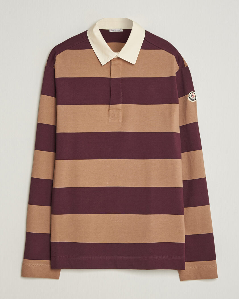 Moncler Striped Rugby Sweater Brown/Burgundy – Brown