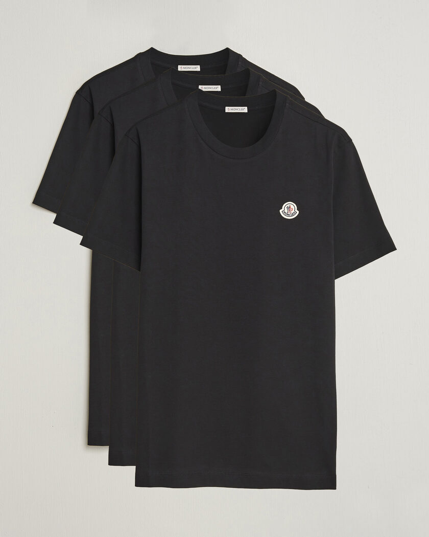 Moncler 3-Pack Logo T-Shirts Black – Black