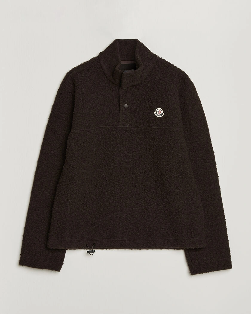 Moncler Half Zip Fleece Sweater Dark Brown – Brown