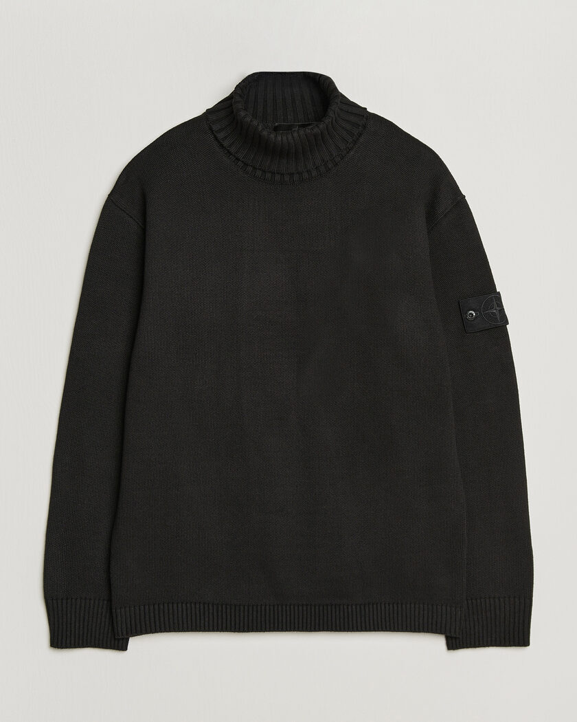 Stone Island Ghost Plush Stitch Winter Cotton Rollneck Black – Black