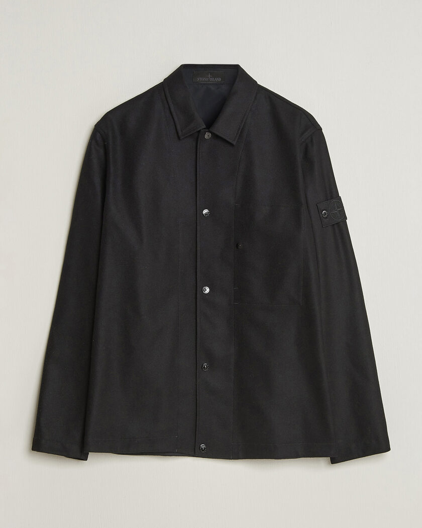 Stone Island Ghost Wool/Nylon Flannel Overshirt Black – Black