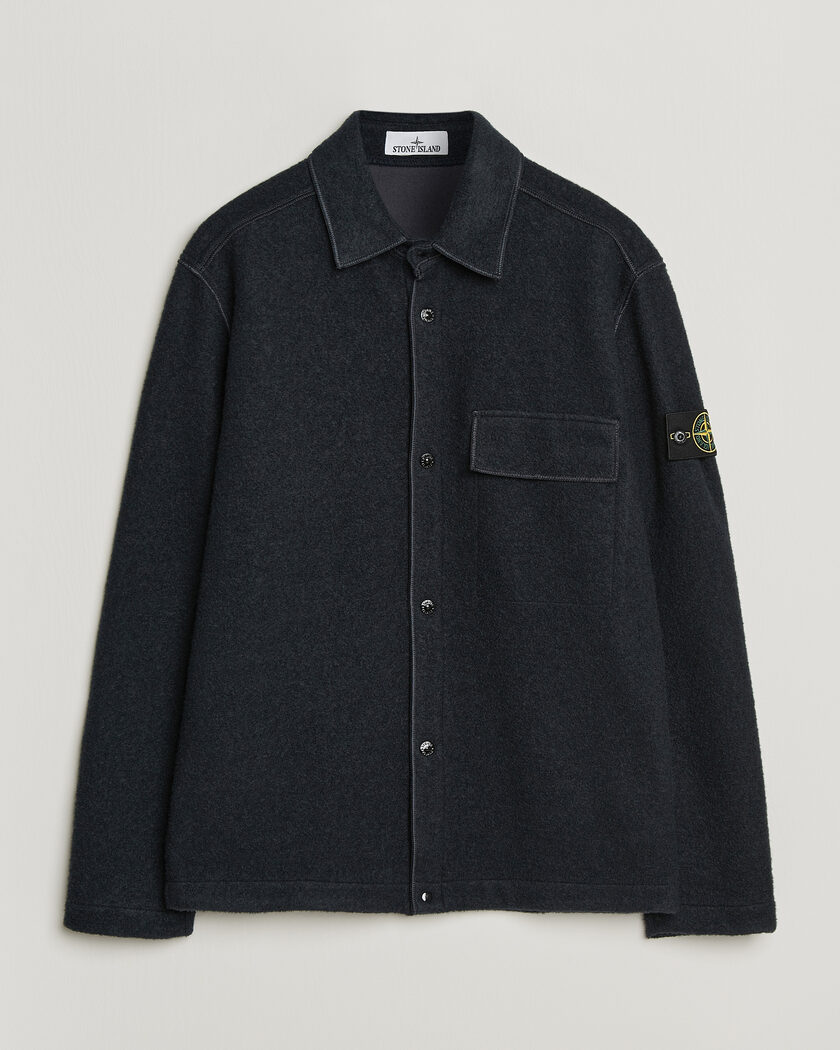 Stone Island Micro Bouclé Overshirt Navy Blue – Blue