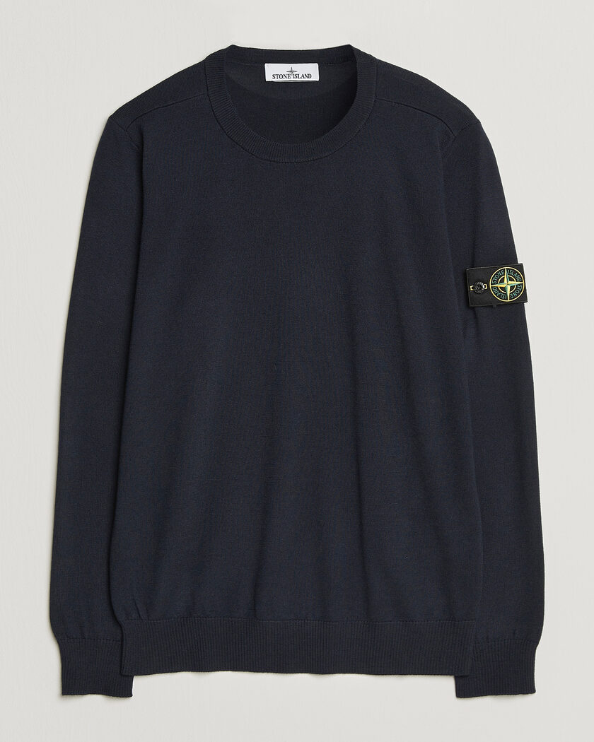 Stone Island Light Pure Wool Crew Neck Navy Blue – Blue