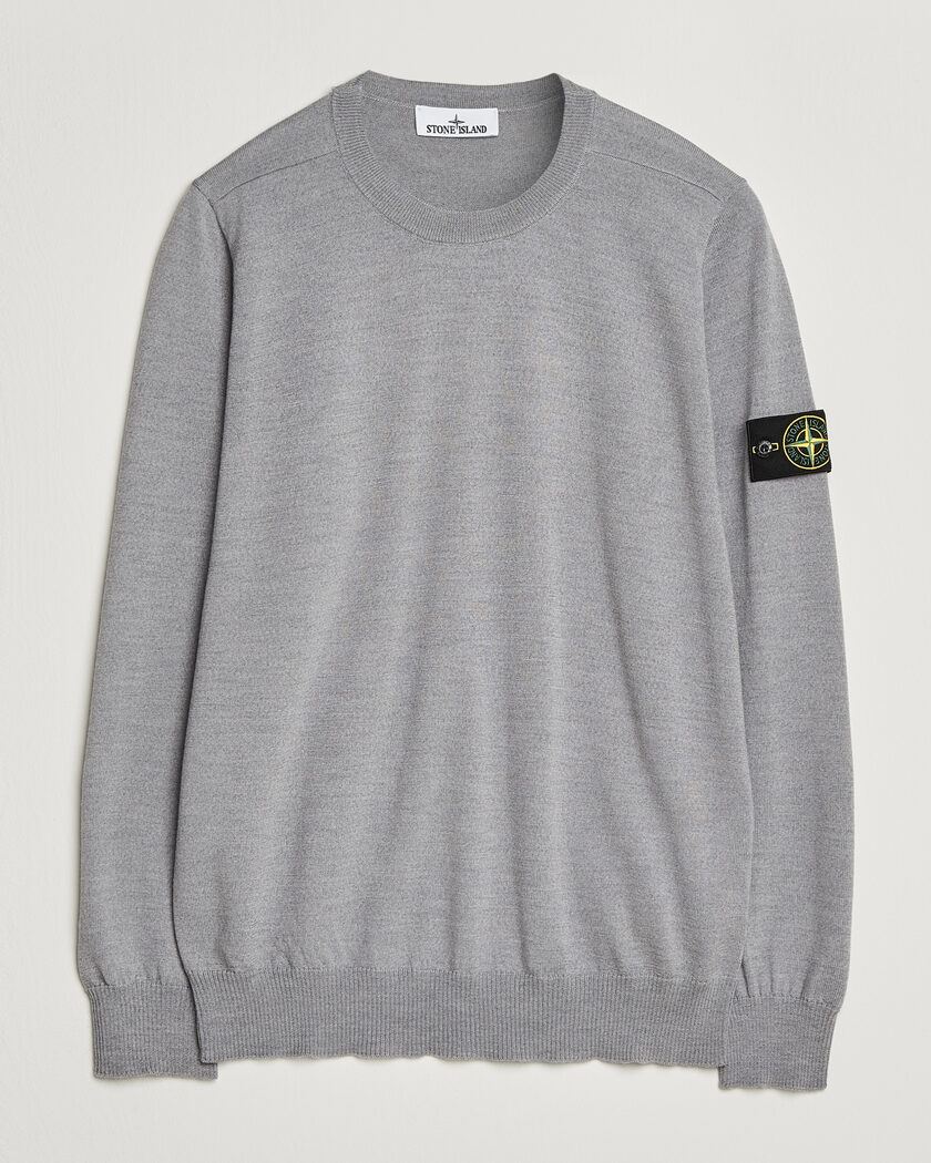 Stone Island Light Pure Wool Crew Neck Ash Grey Melange – Grey