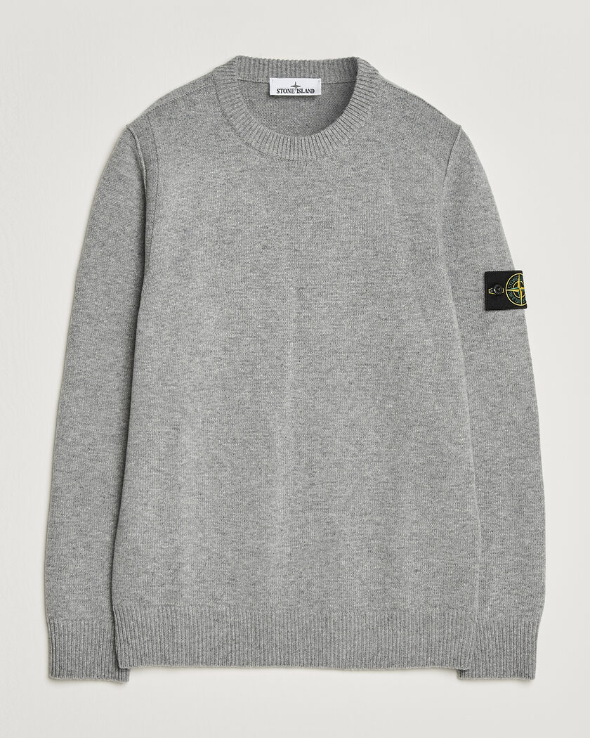 Stone Island Knitted Lambswool Crew Neck Grey Melange – Grey