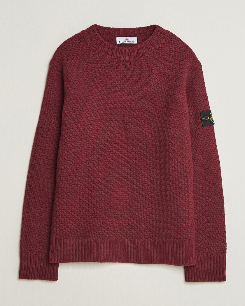 Stone Island Basket Stitch Lambswool Crew Neck Amaranth – Red