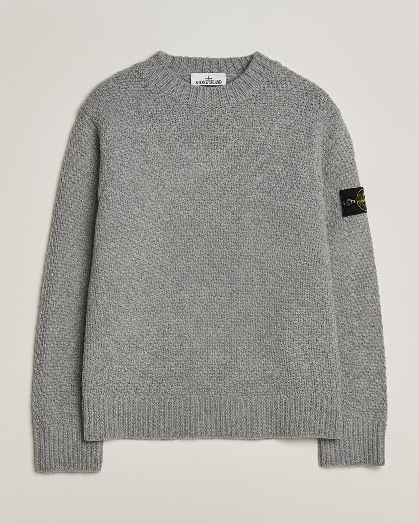 Stone Island Basket Stitch Lambswool Crew Neck Grey Melange – Grey