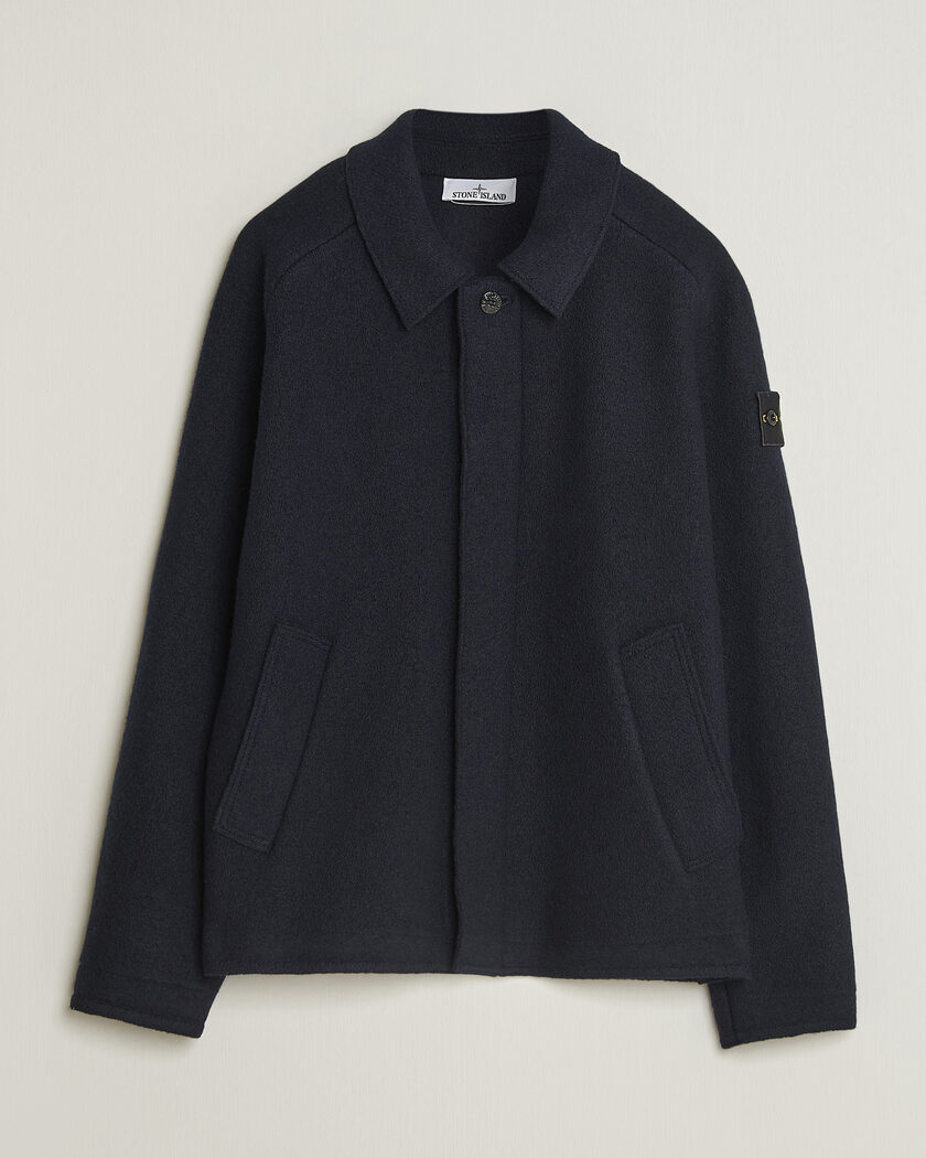 Stone Island Felted Wool Cardigan Navy Blue – Blue