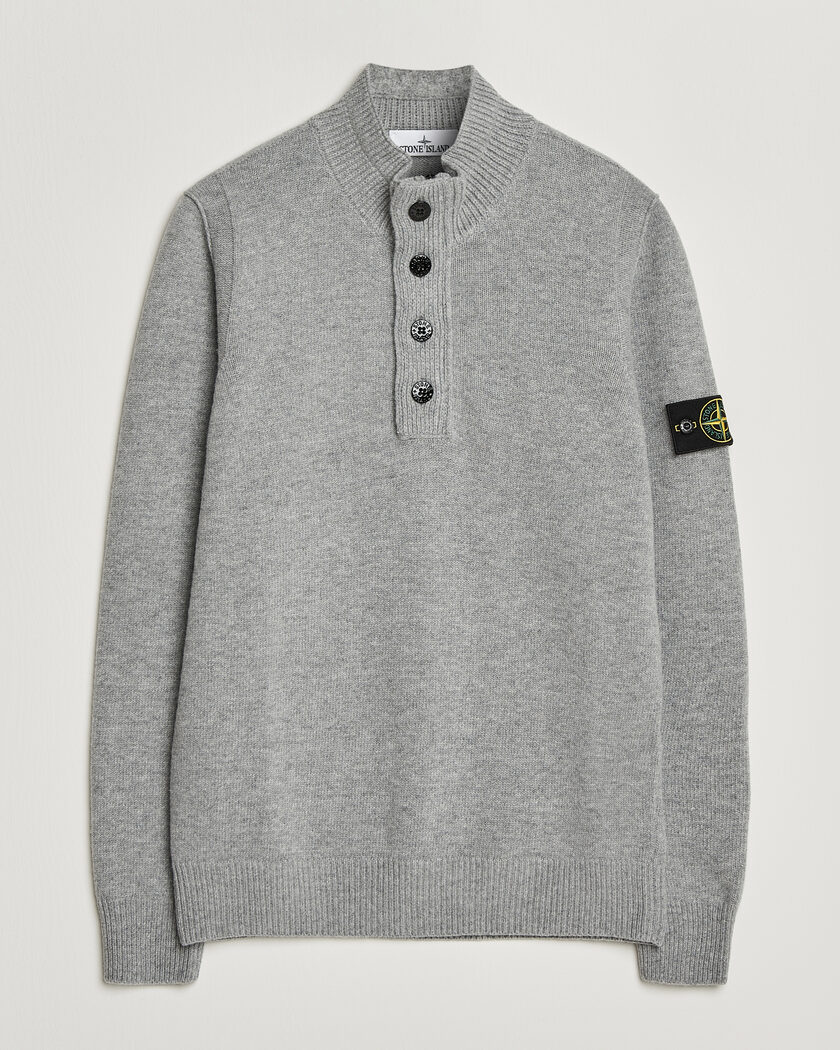 Stone Island Knitted Lambswool Half Button Zip Walnut at