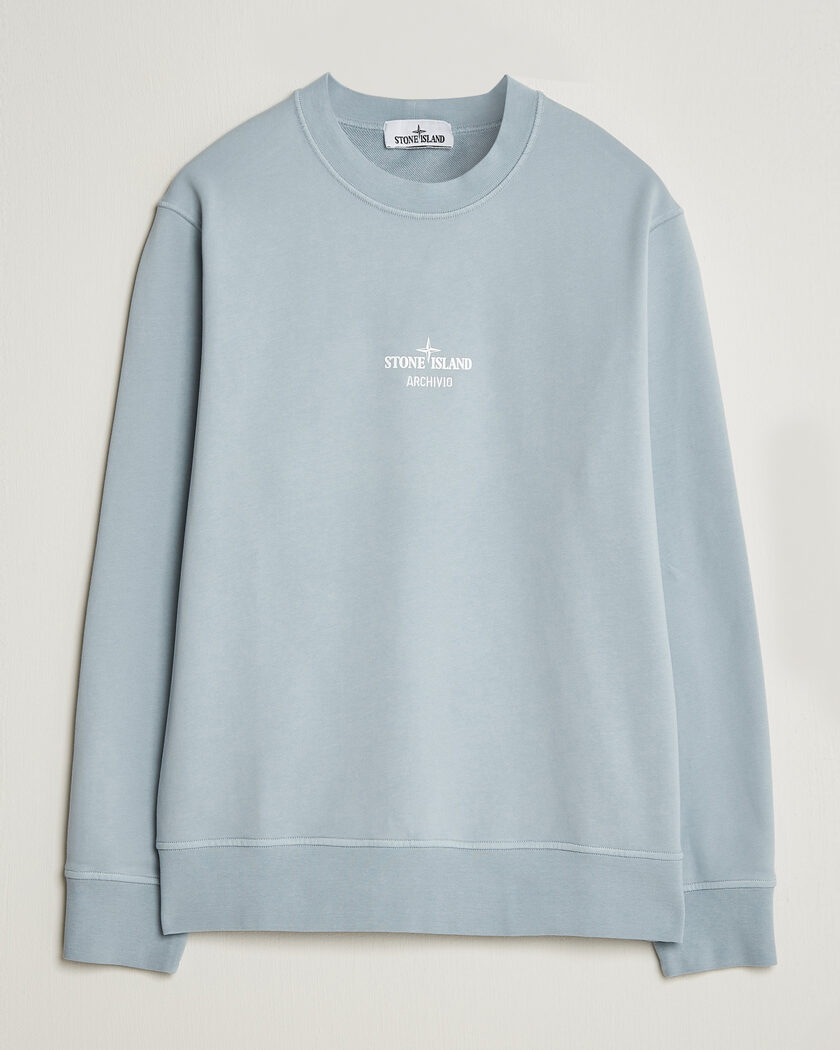  Stone Island Cotton Fleece Archivio Print Sweatshirt Ash Grey – Blue