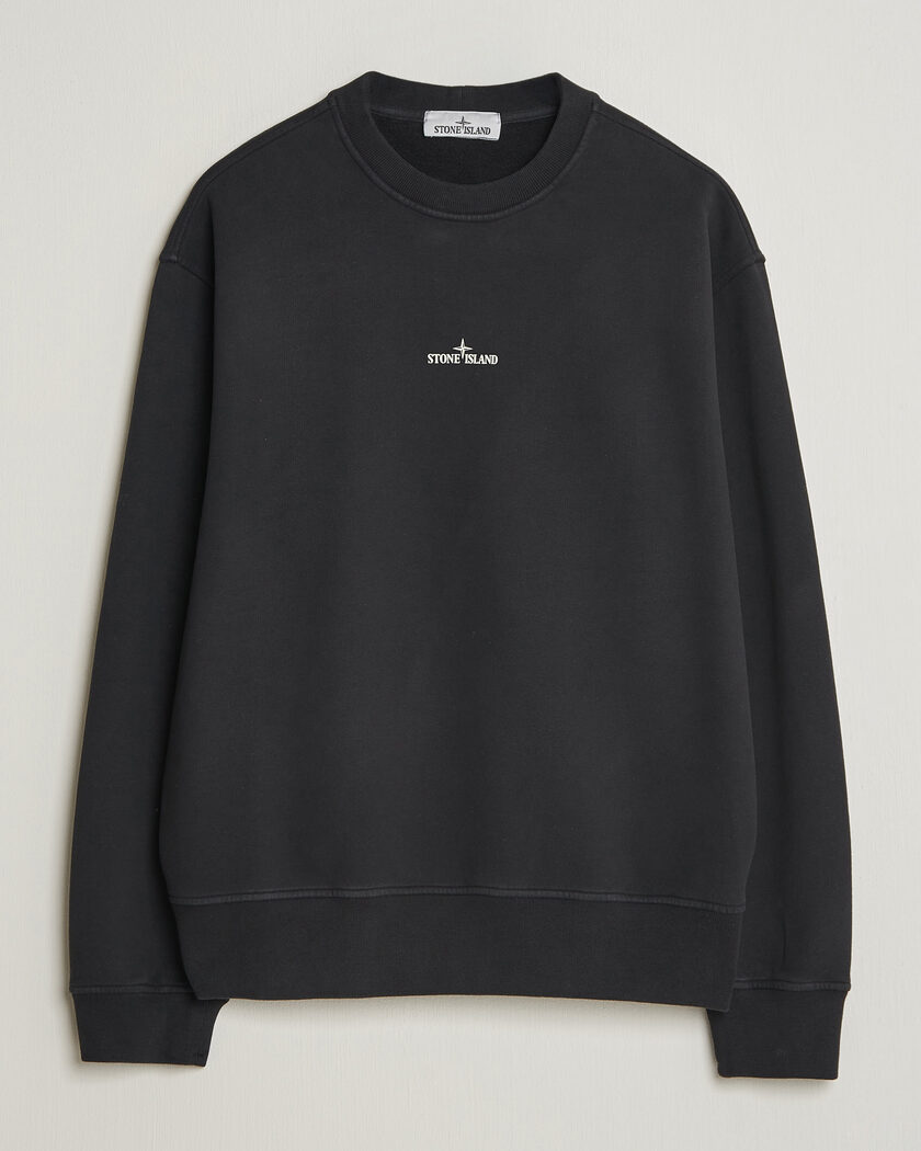 Stone Island Organic Cotton Waffle Fleece Sweatshirt Black at